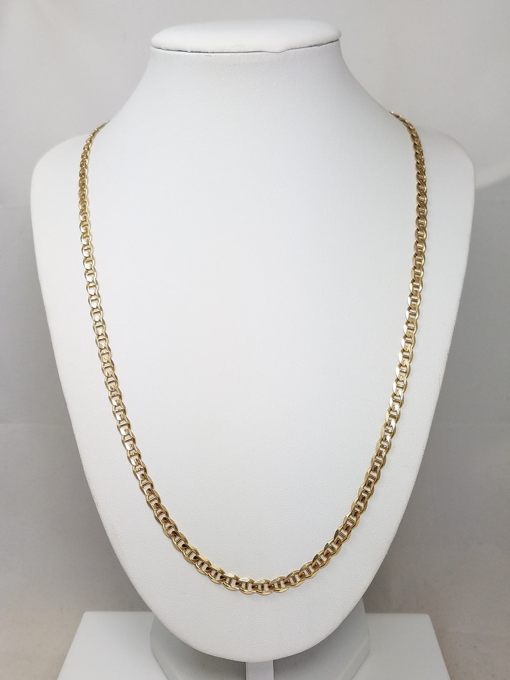 Sporty 22" Solid 14k Yellow Gold Mariner Link Chain Necklace
