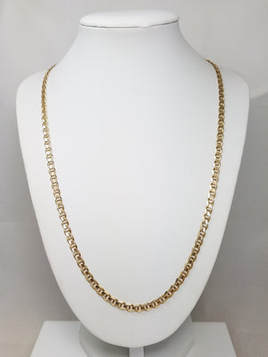 Sporty 22" Solid 14k Yellow Gold Mariner Link Chain Necklace