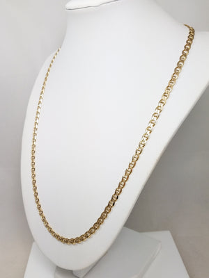 Sporty 22" Solid 14k Yellow Gold Mariner Link Chain Necklace