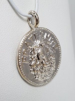 Designer Solid Platinum Lion Head Pendant