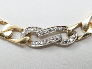 Magnificent 16.75" Solid 14k Yellow Gold Natural Diamond Curb Link Chain Necklace