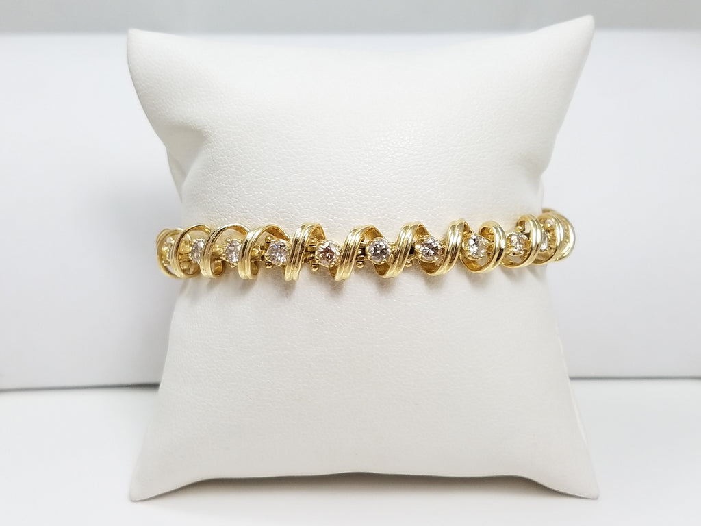 Fabulous 7" 14k Yellow Gold 3ctw Natural Diamond Tennis Bracelet