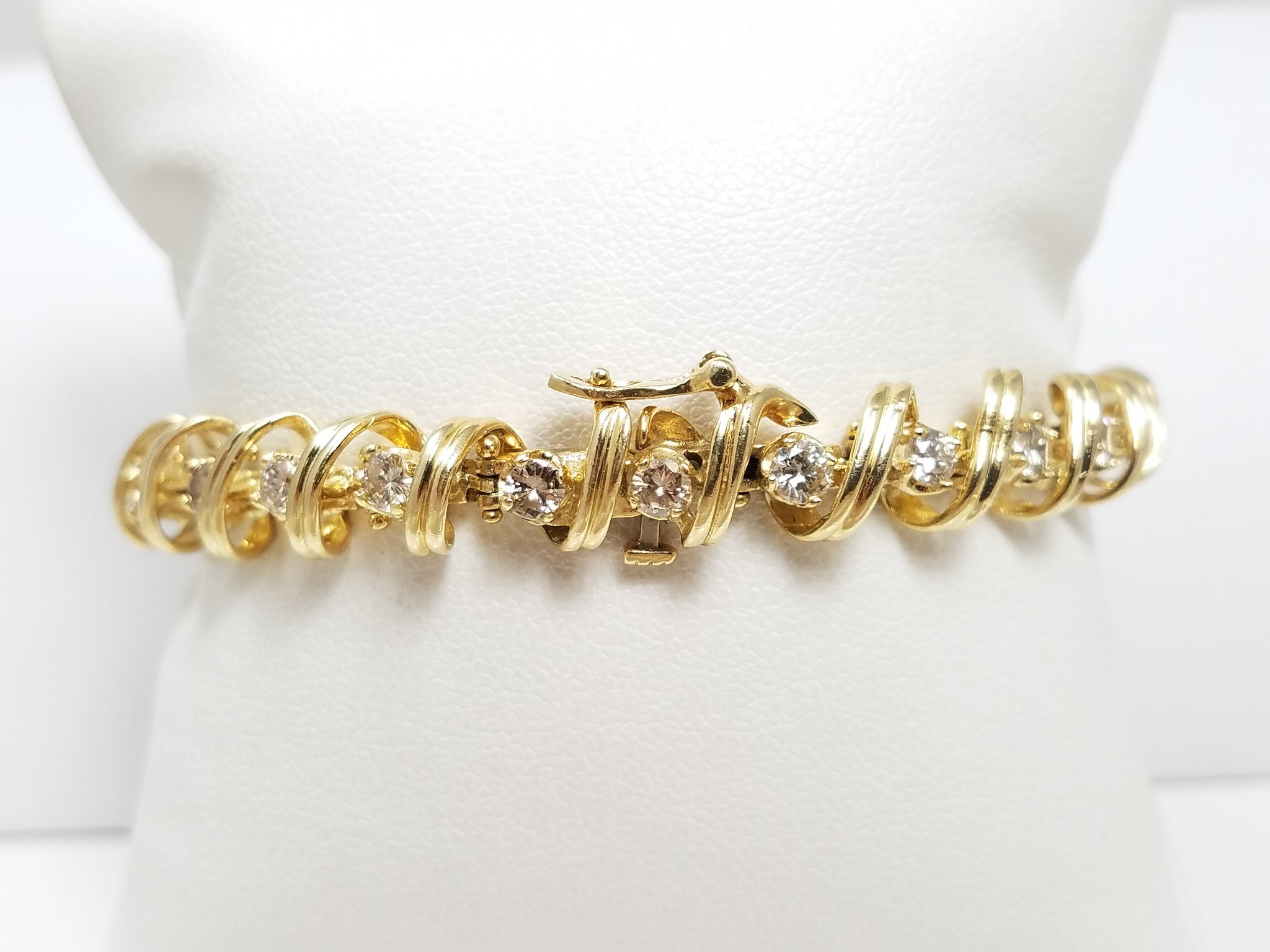 Fabulous 7" 14k Yellow Gold 3ctw Natural Diamond Tennis Bracelet