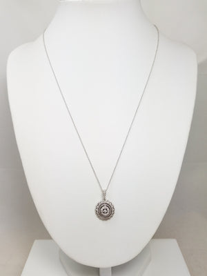 Scintillating 18" 18k White Gold Natural Diamond Circle Pendant Necklace