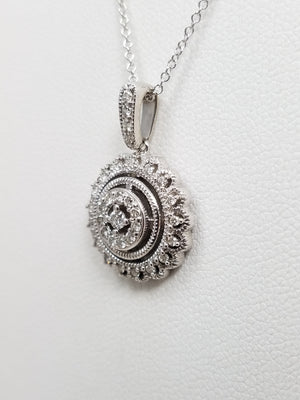 Scintillating 18" 18k White Gold Natural Diamond Circle Pendant Necklace