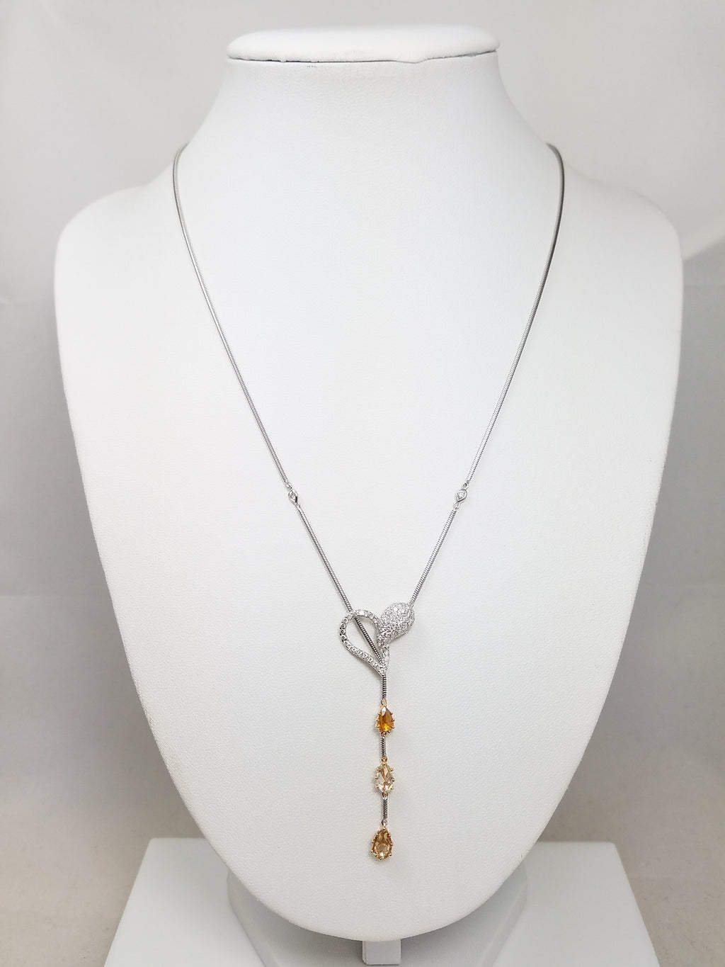 Extravagant 15" &amp; 17" 18k White Gold Natural Diamond Custom Necklace
