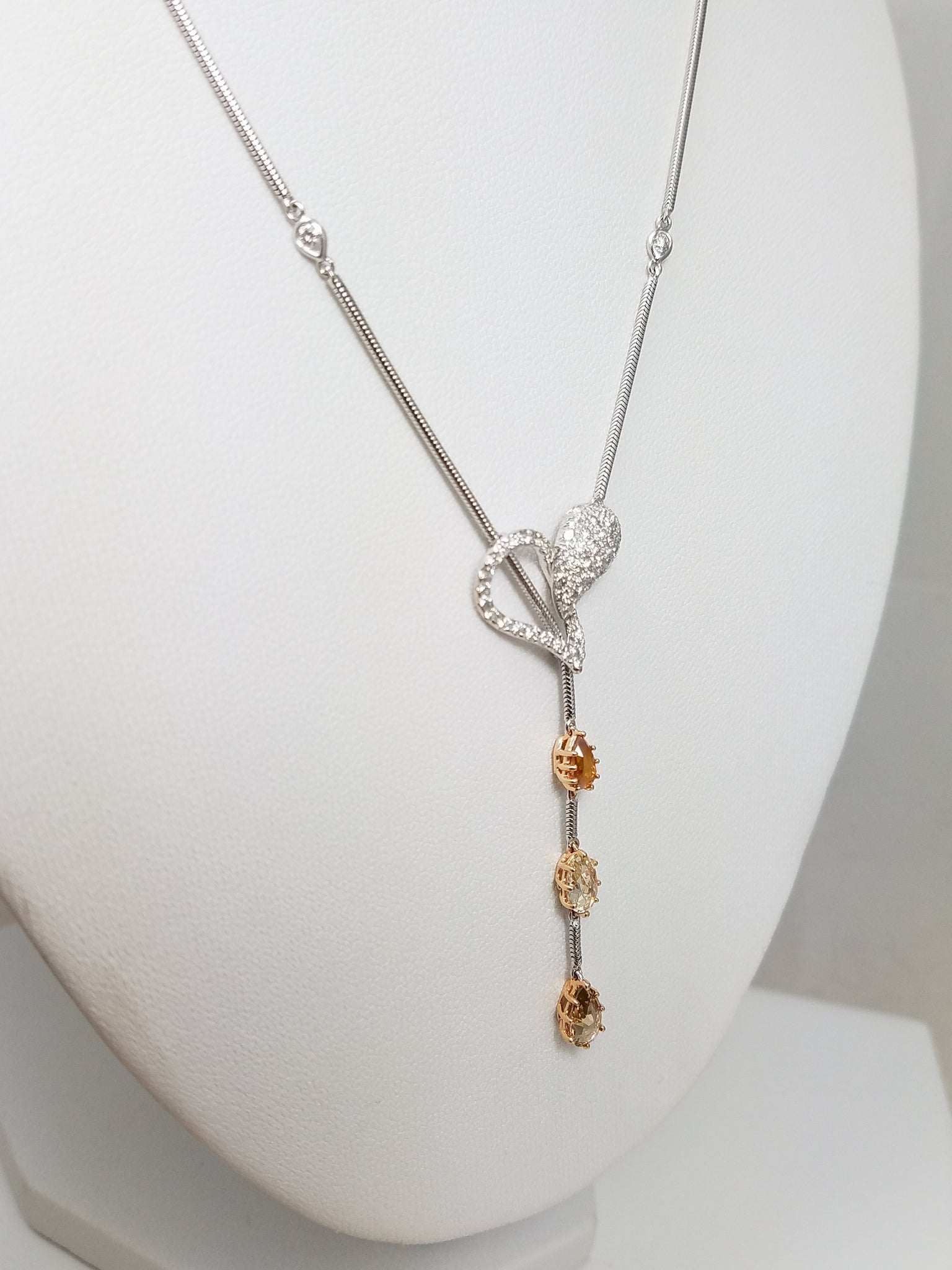 Extravagant 15" &amp; 17" 18k White Gold Natural Diamond Custom Necklace