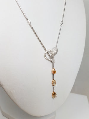 Extravagant 15" &amp; 17" 18k White Gold Natural Diamond Custom Necklace