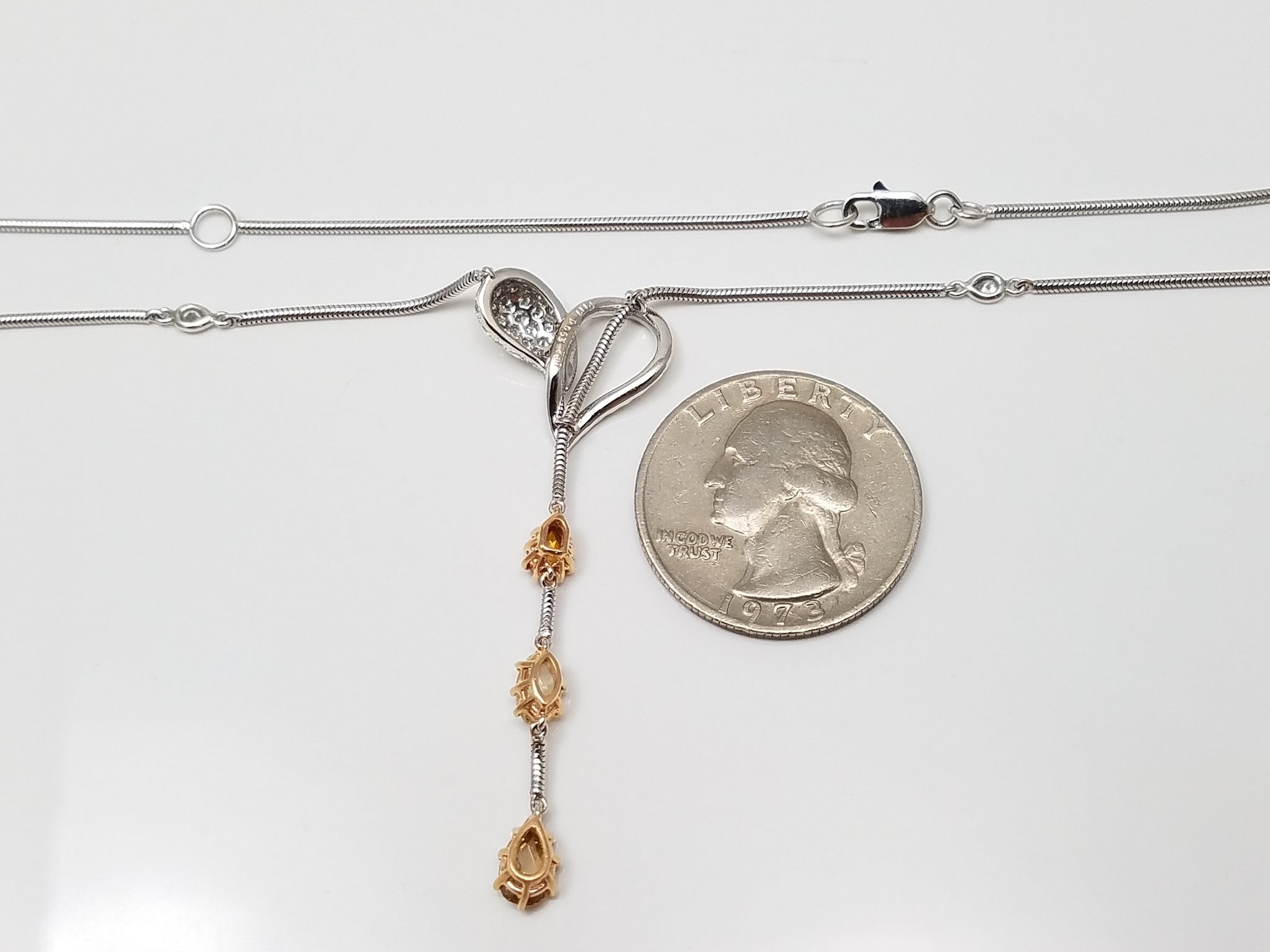 Extravagant 15" &amp; 17" 18k White Gold Natural Diamond Custom Necklace