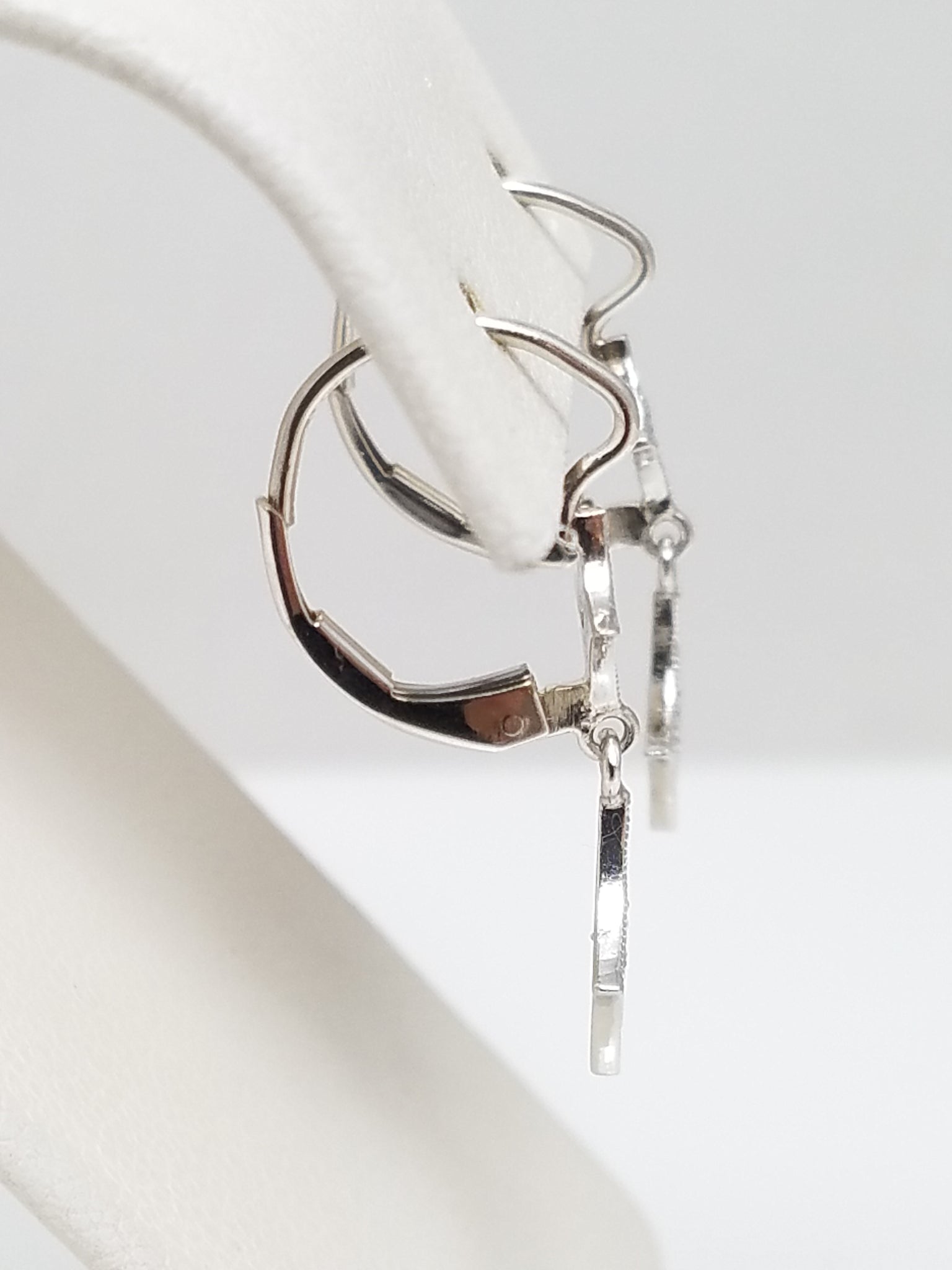 Vintage 14k White Gold Natural Diamond Dangle Earrings