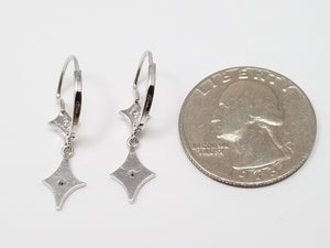 Vintage 14k White Gold Natural Diamond Dangle Earrings