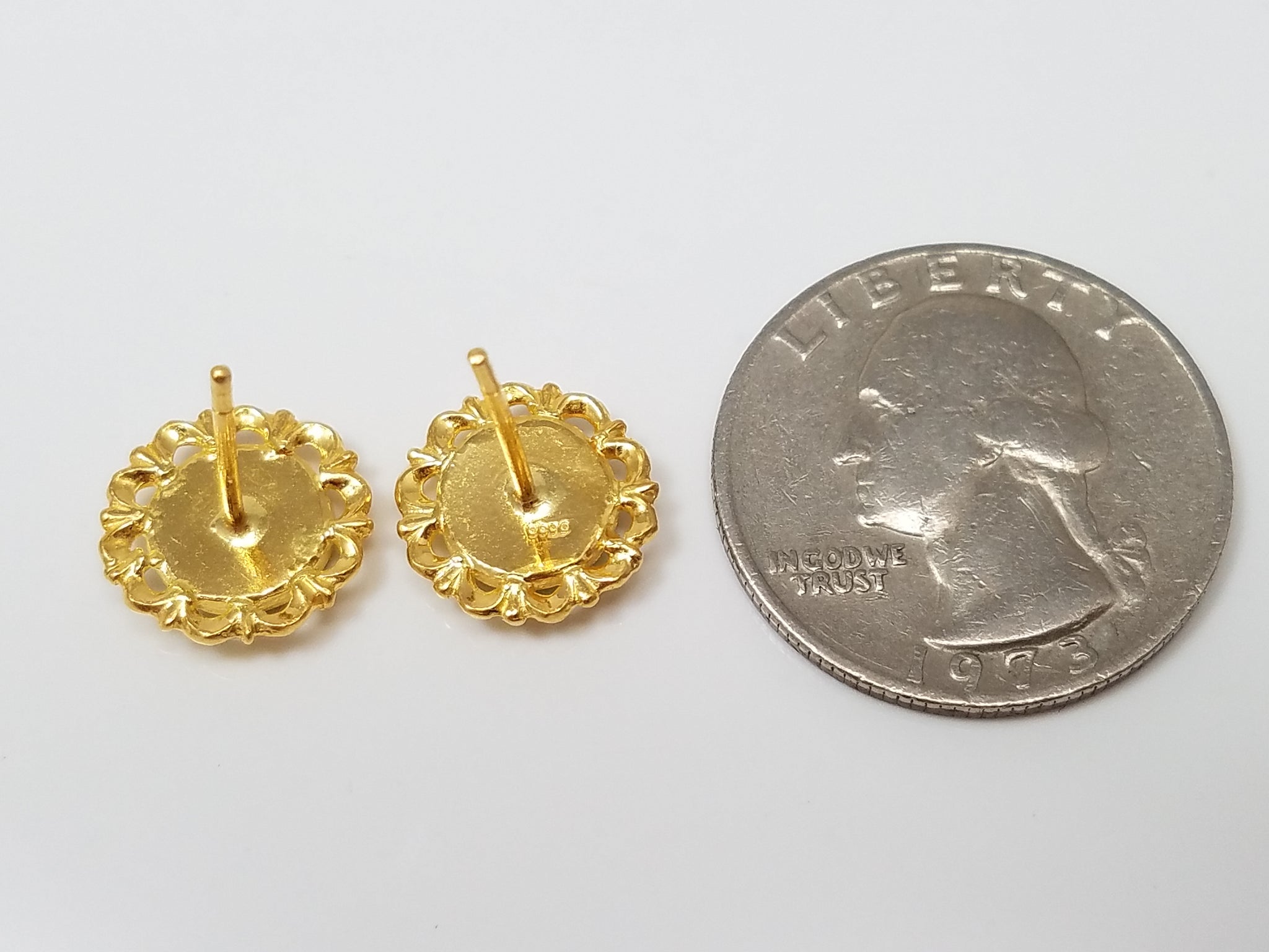 Glowing 24k Gold Natural Jade Stud Earrings