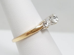 Stylish 14k Two Tone Gold 1ctw+ Natural Diamond Three Stone Engagement Ring