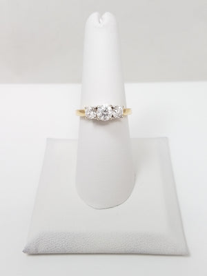 Stylish 14k Two Tone Gold 1ctw+ Natural Diamond Three Stone Engagement Ring
