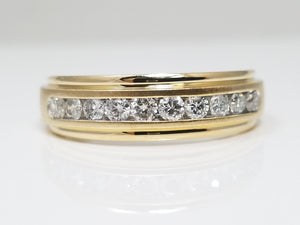 New! Men's 10k Yellow Gold Natural Diamond Wedding Ring Band