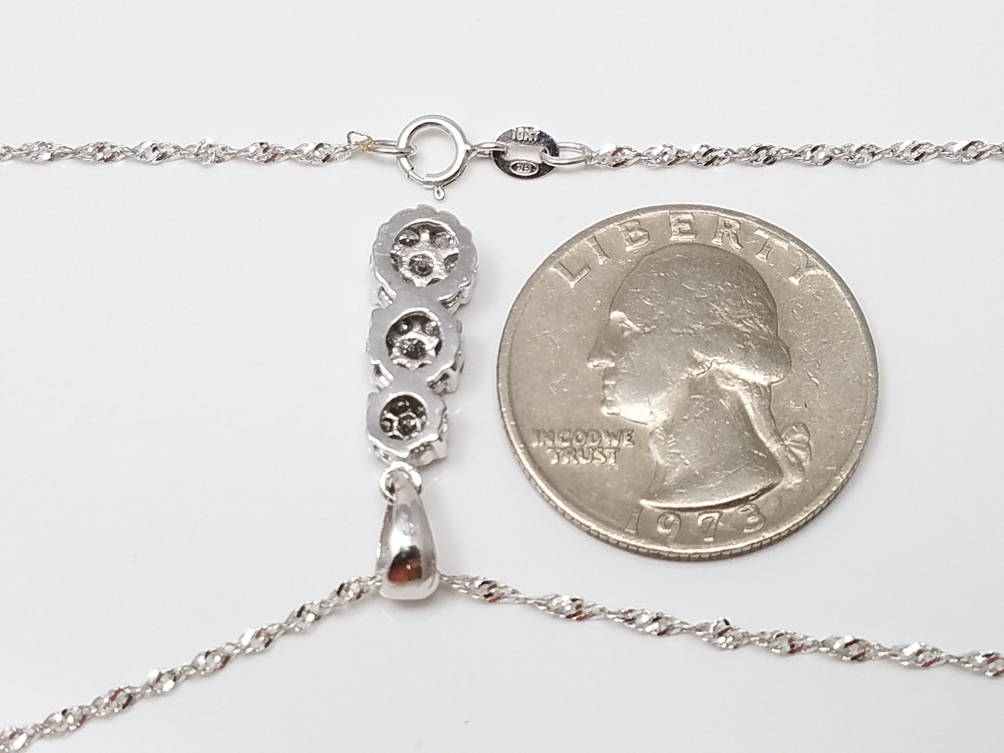 14k White Gold .50ctw Natural Diamond Pendant 10k White Gold 18" Necklace