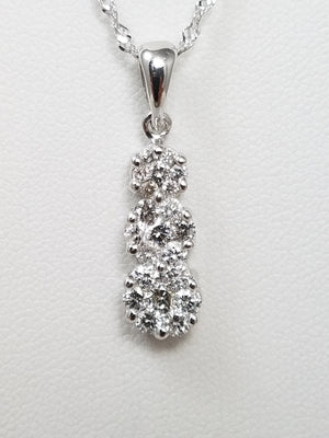 14k White Gold .50ctw Natural Diamond Pendant 10k White Gold 18" Necklace