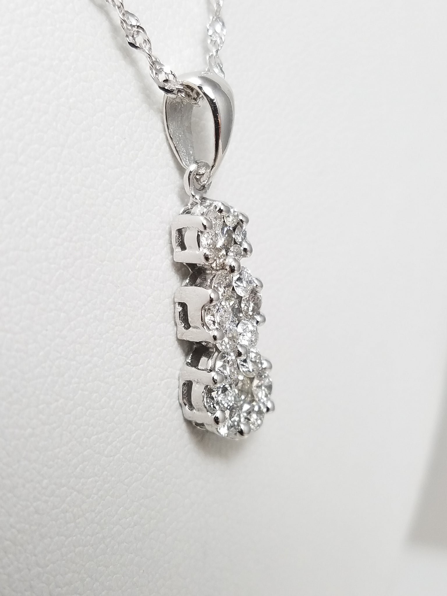 14k White Gold .50ctw Natural Diamond Pendant 10k White Gold 18" Necklace