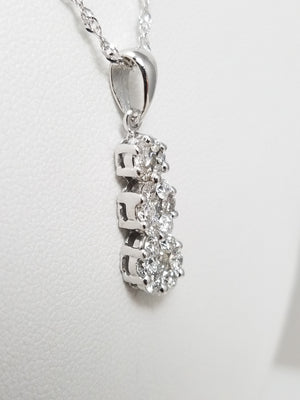14k White Gold .50ctw Natural Diamond Pendant 10k White Gold 18" Necklace