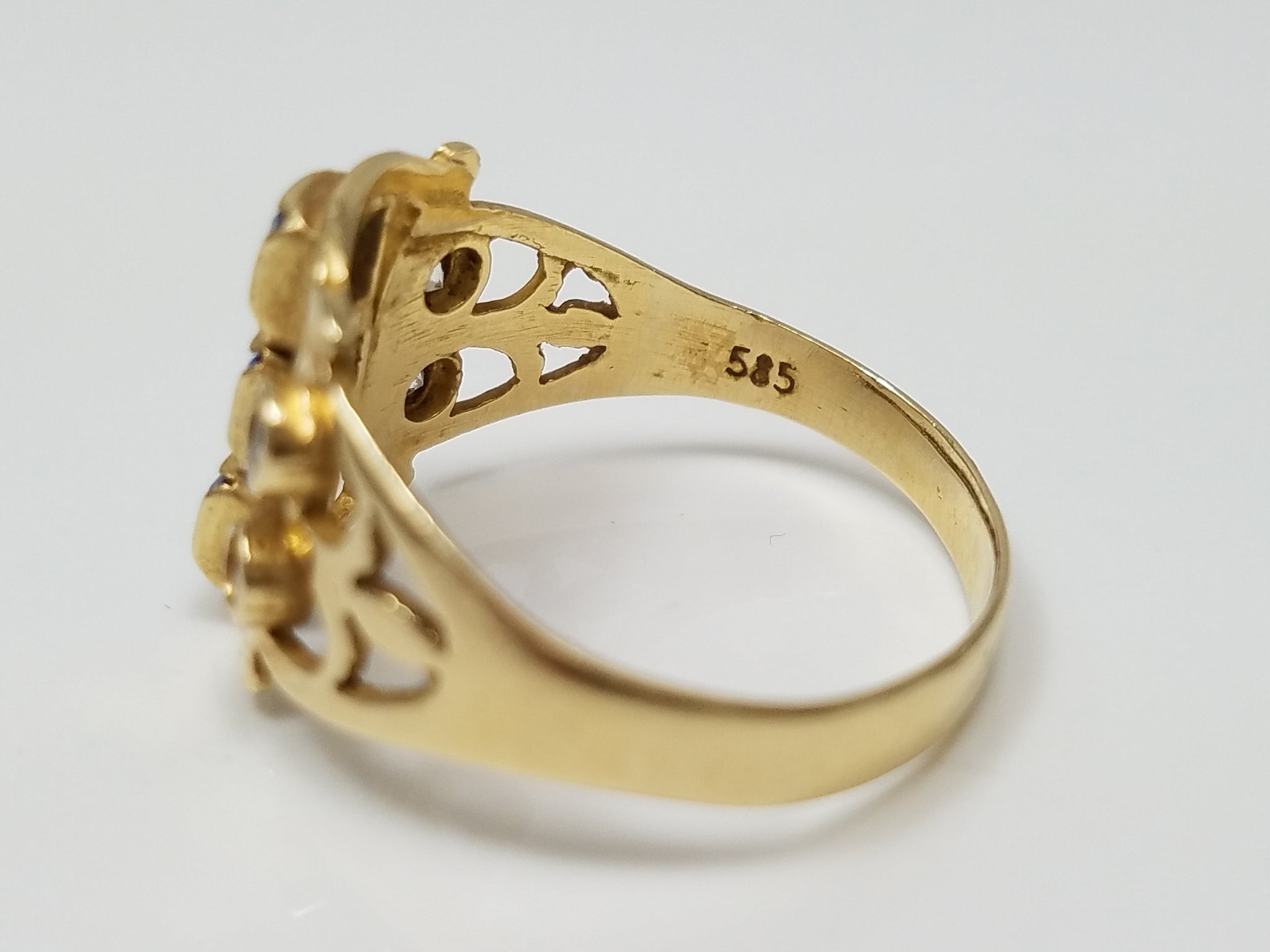 Retro Vintage 14k Yellow Gold Cubic Zirconia Fancy Ring