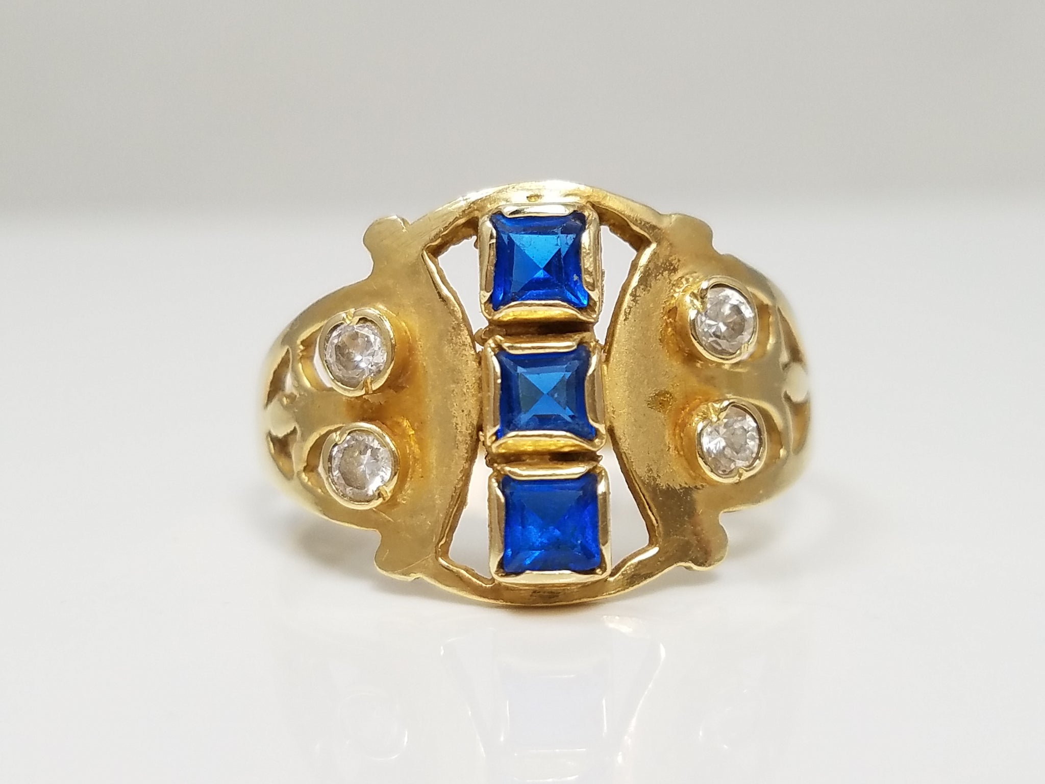 Retro Vintage 14k Yellow Gold Cubic Zirconia Fancy Ring