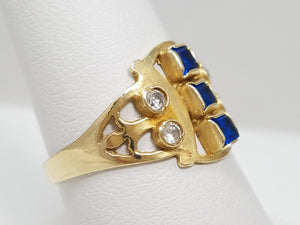 Retro Vintage 14k Yellow Gold Cubic Zirconia Fancy Ring