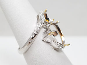 Precious 18k White Gold Natural Diamond Double Heart Ring Mount