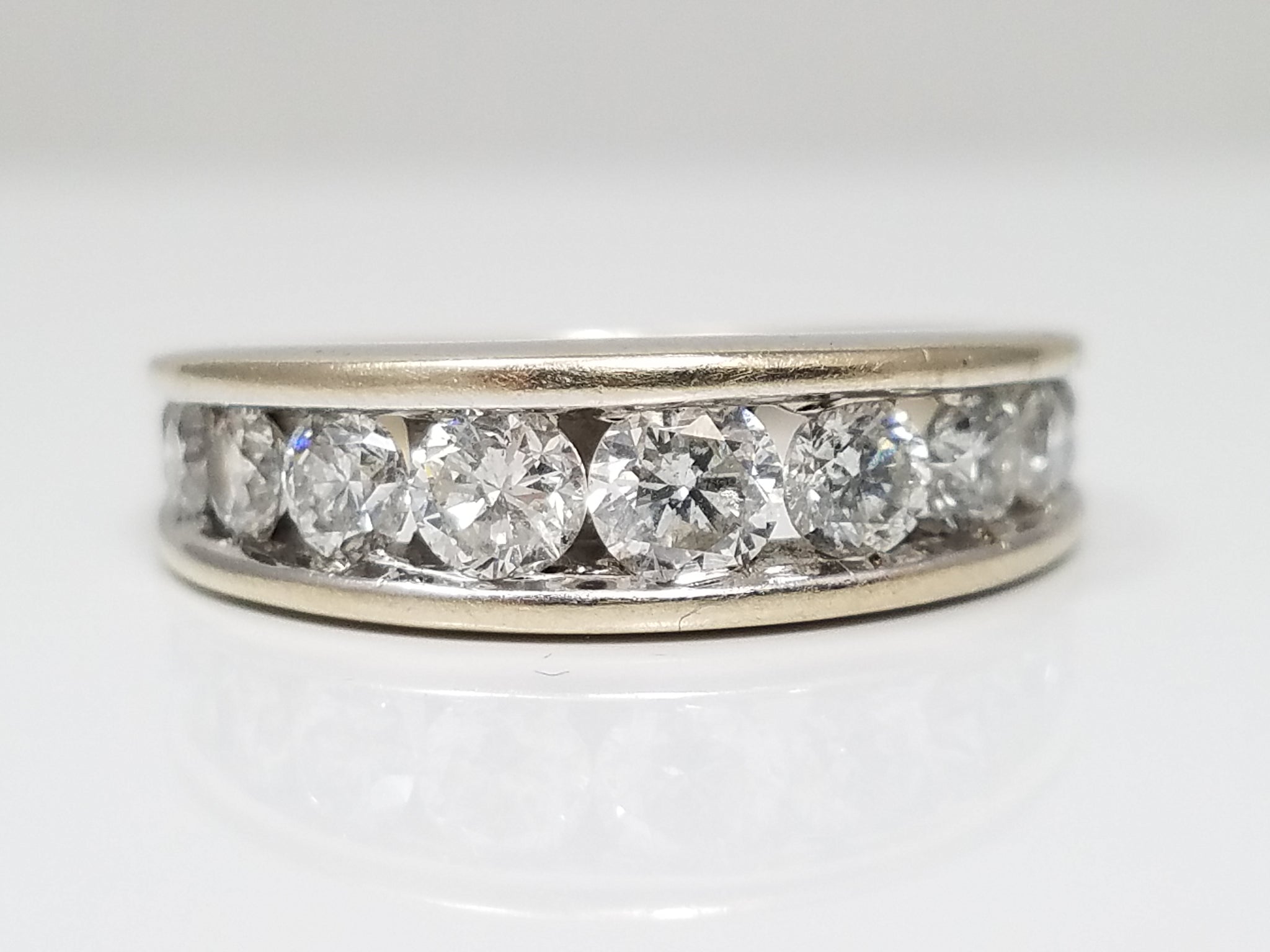 Classic 14k White Gold 1ctw Natural Diamond Anniversary Ring Band