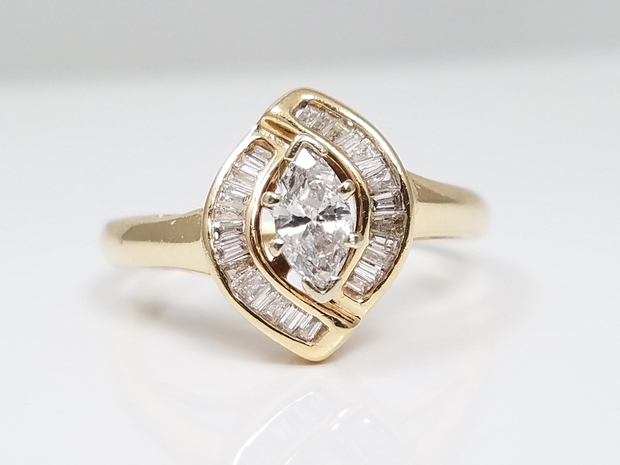 Precious 14k Yellow Gold Natural Diamond Engagement Ring