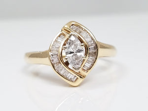 Precious 14k Yellow Gold Natural Diamond Engagement Ring