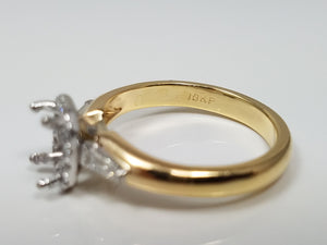 18k Two Tone Gold Natural Diamond Engagement Ring Mount