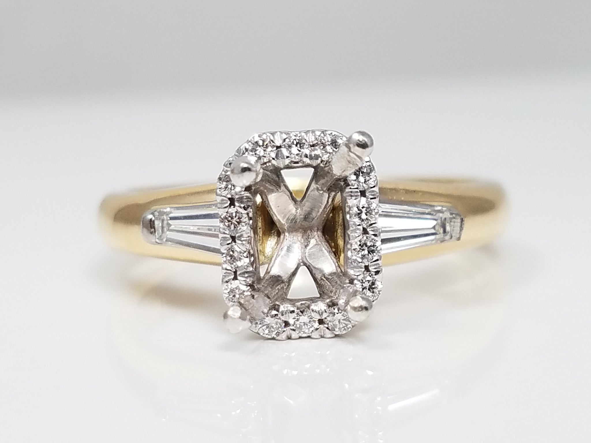 18k Two Tone Gold Natural Diamond Engagement Ring Mount