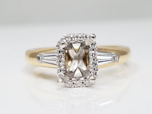 18k Two Tone Gold Natural Diamond Engagement Ring Mount