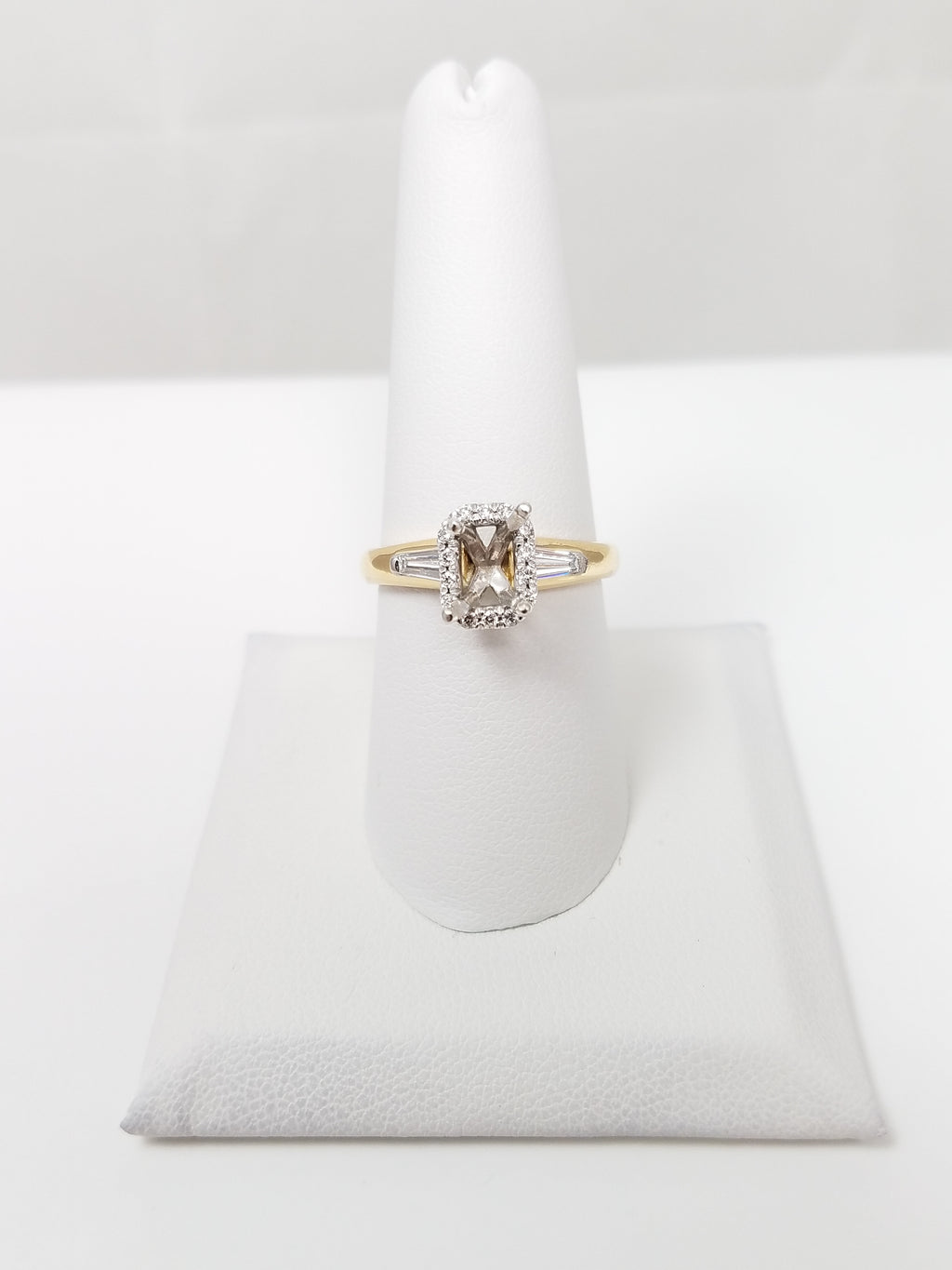18k Two Tone Gold Natural Diamond Engagement Ring Mount