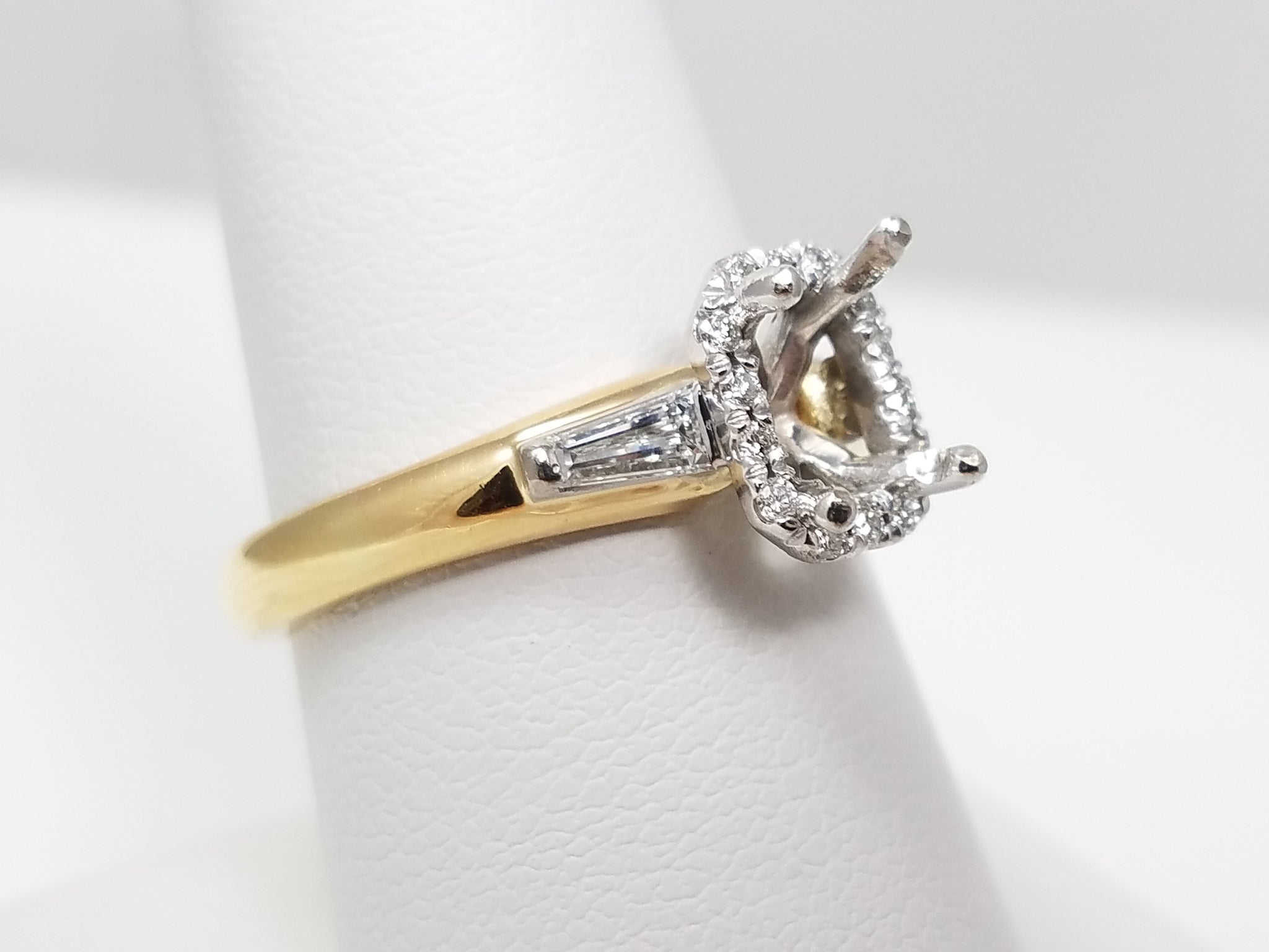 18k Two Tone Gold Natural Diamond Engagement Ring Mount