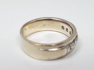 Dapper Men's 10k White Gold Natural Diamond Anniversary Ring Band