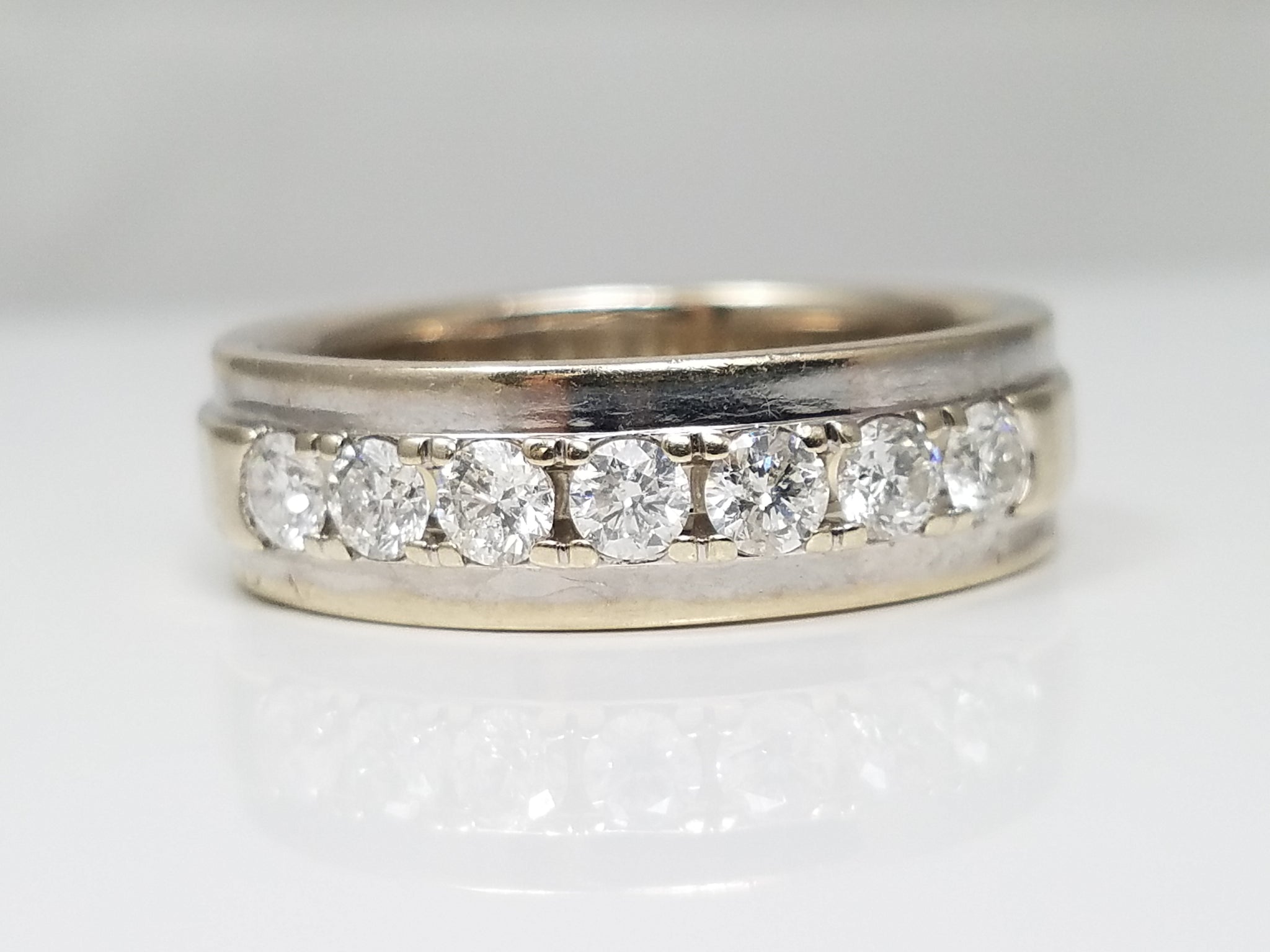 Dapper Men's 10k White Gold Natural Diamond Anniversary Ring Band