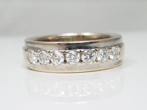 Dapper Men's 10k White Gold Natural Diamond Anniversary Ring Band