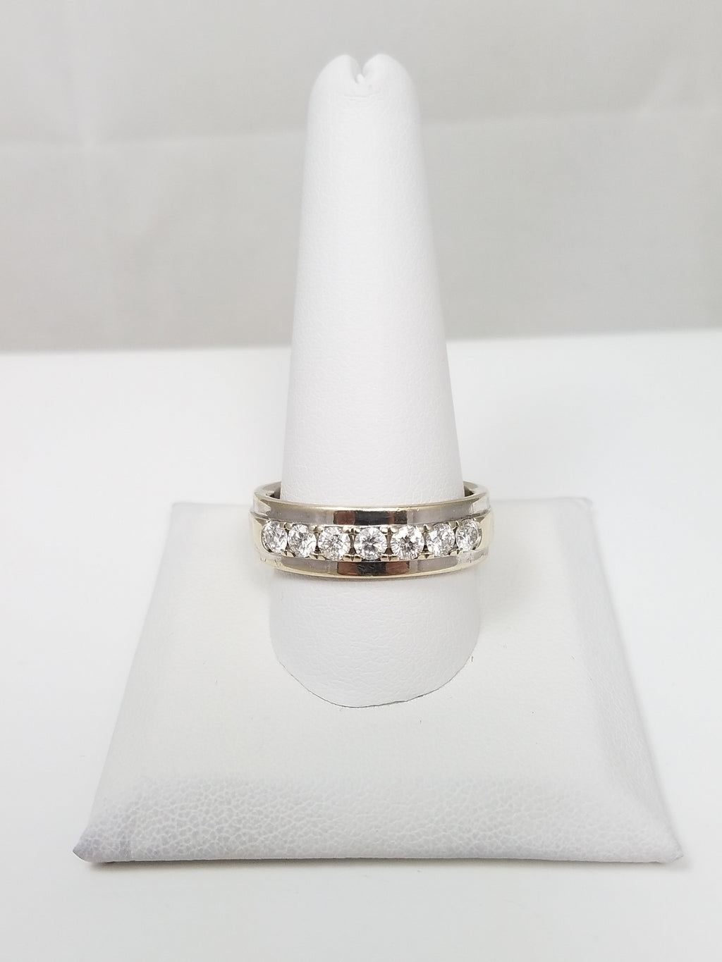 Dapper Men's 10k White Gold Natural Diamond Anniversary Ring Band