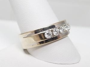 Dapper Men's 10k White Gold Natural Diamond Anniversary Ring Band