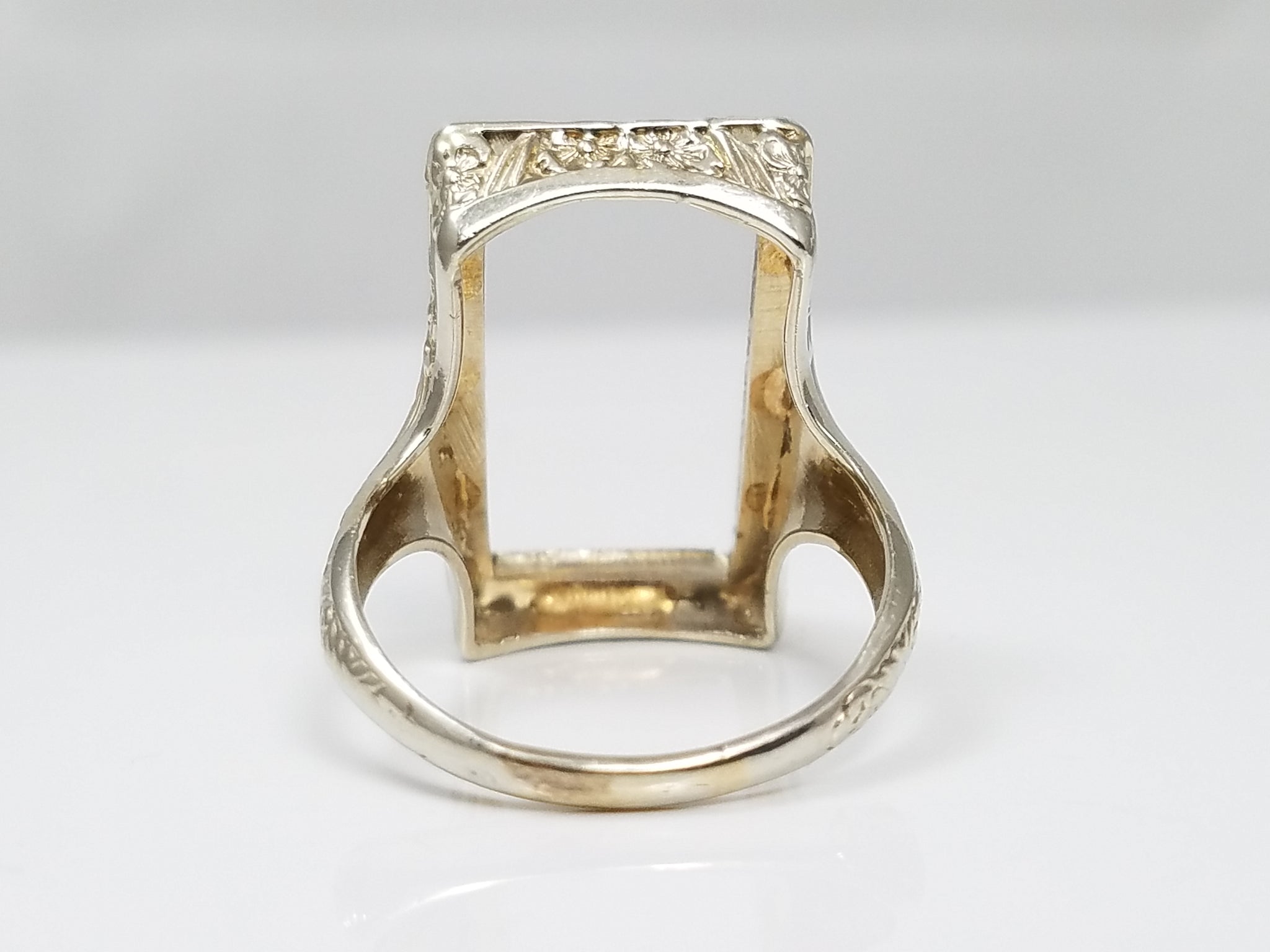Art Deco 18k White Gold Ring Mount *To Restore *