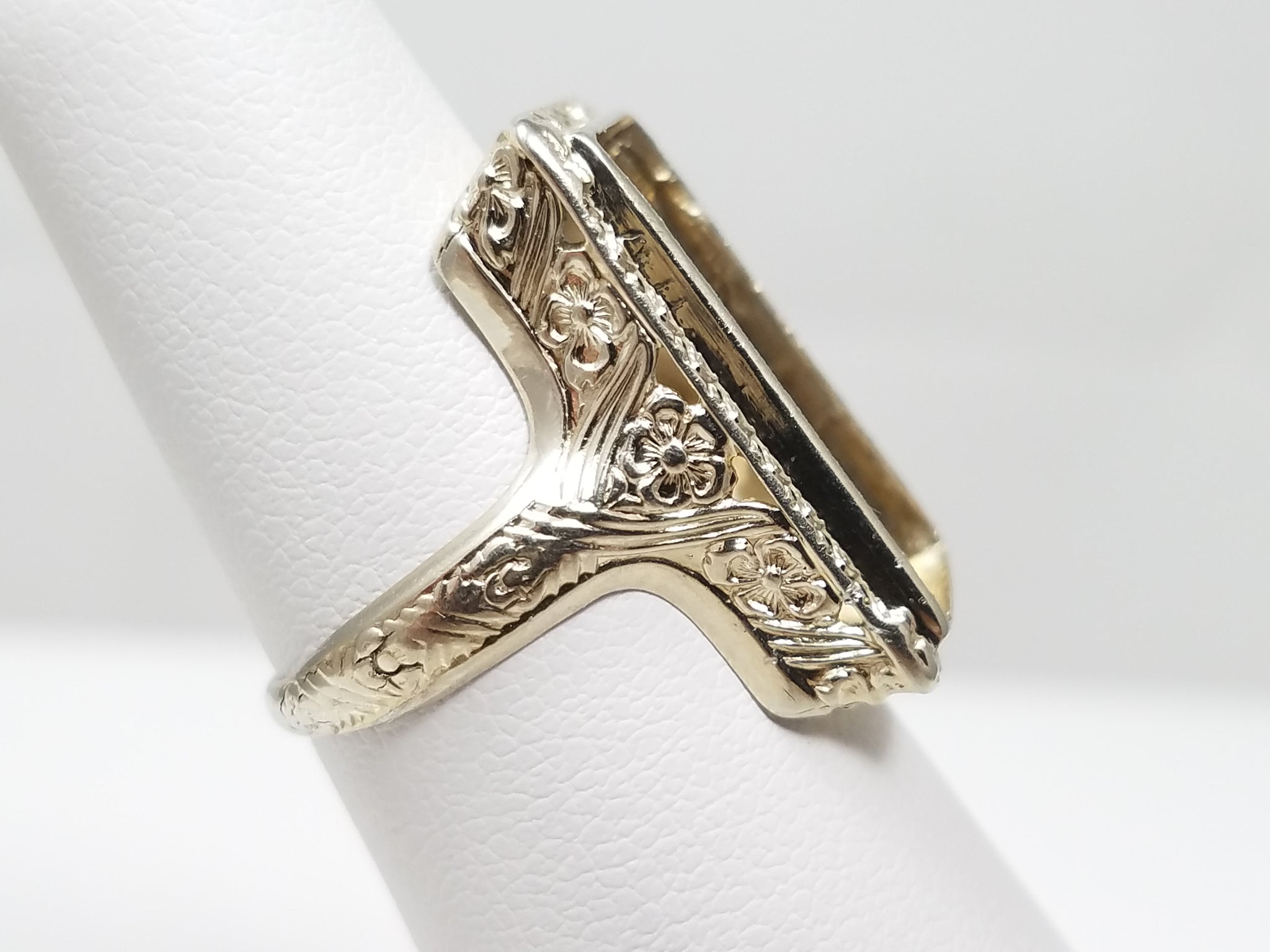 Art Deco 18k White Gold Ring Mount *To Restore *