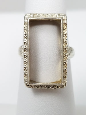 Art Deco 18k White Gold Ring Mount *To Restore *
