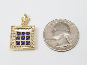 Awesome 14k Natural Iolite and Diamond Pendant