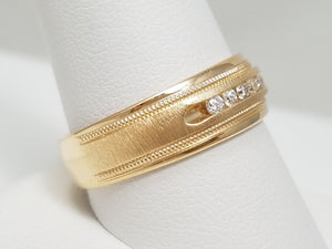 Stylish 14k Yellow Gold Natural Diamond Anniversary Ring Band