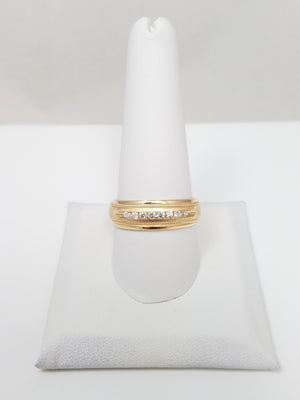 Stylish 14k Yellow Gold Natural Diamond Anniversary Ring Band