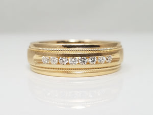 Stylish 14k Yellow Gold Natural Diamond Anniversary Ring Band