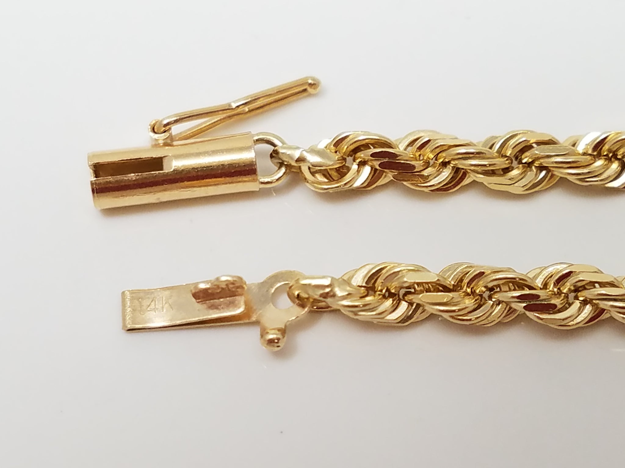 14k Yellow Gold Diamond Cut Solid Rope 3.2mm/24" Necklace