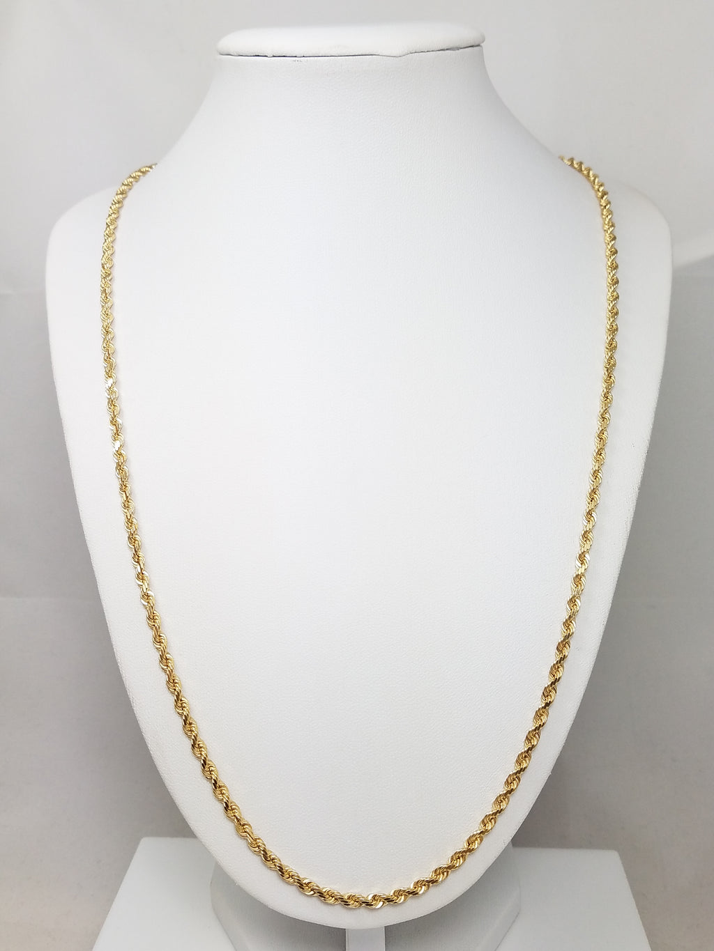 14k Yellow Gold Diamond Cut Solid Rope 3.2mm/24" Necklace