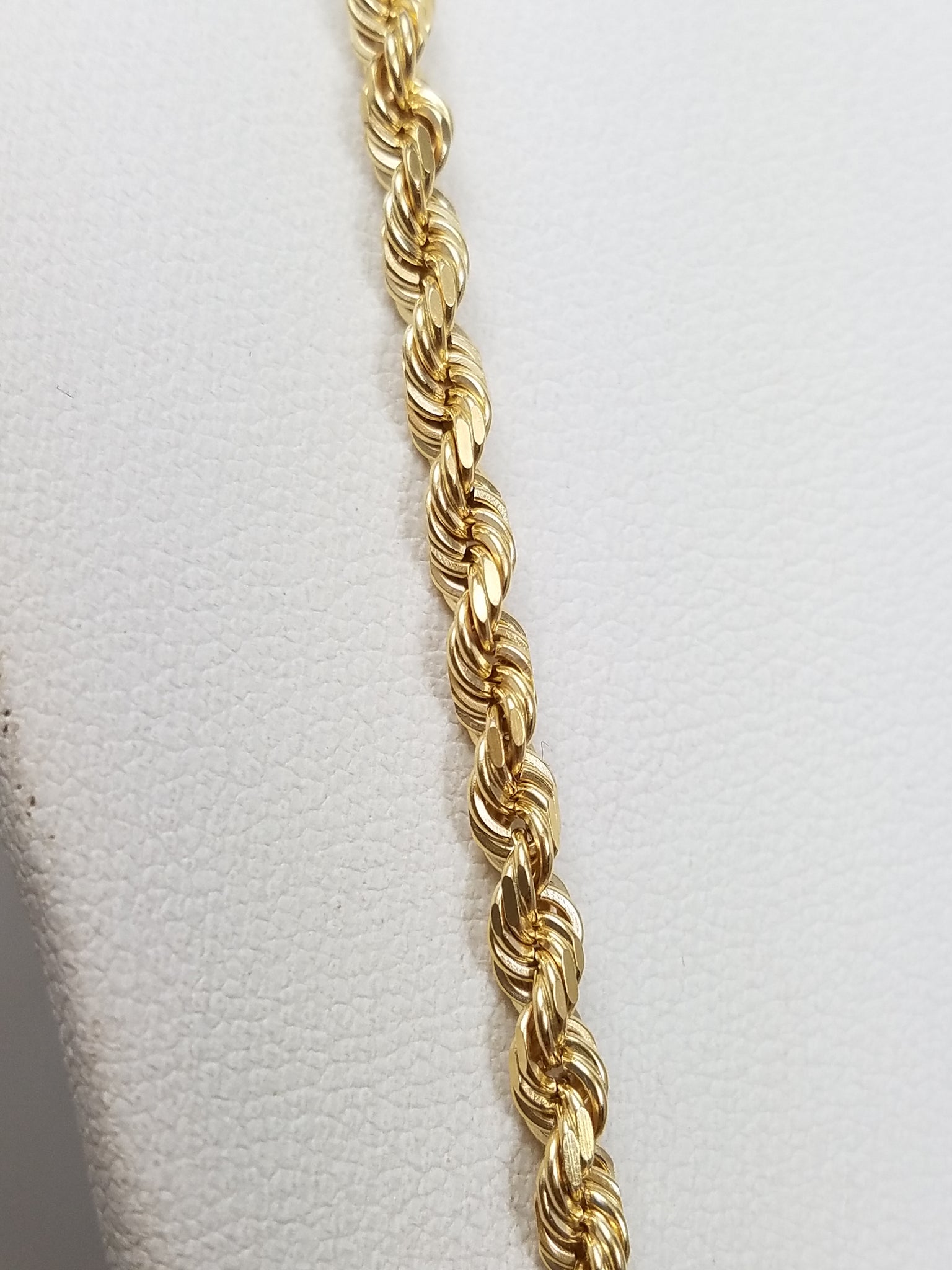 14k Yellow Gold Diamond Cut Solid Rope 3.2mm/24" Necklace